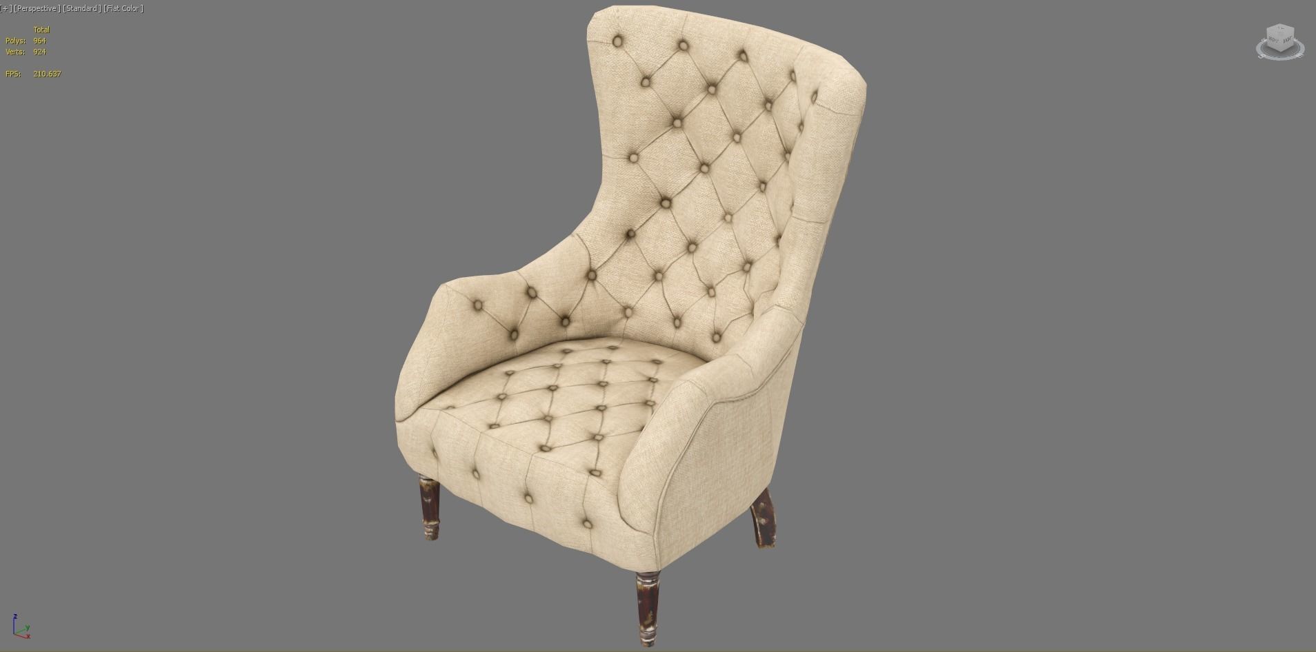 Armchair Aidan Gray Low-poly 3D model_21