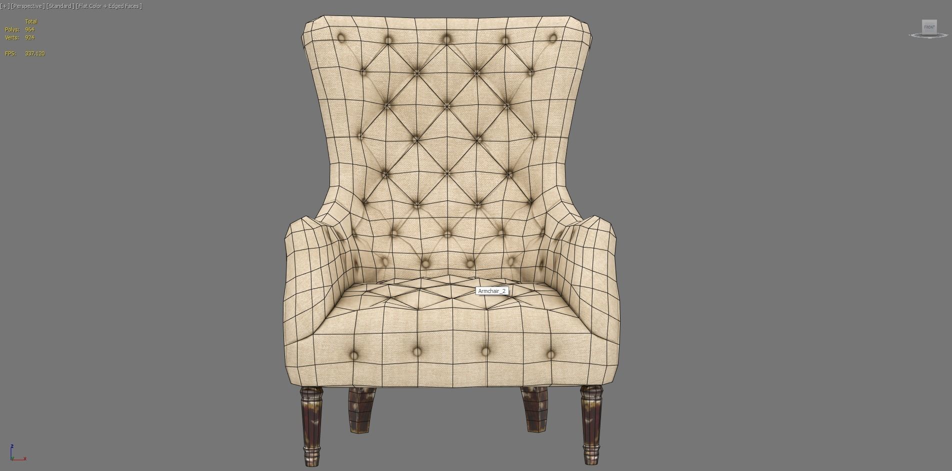 Armchair Aidan Gray Low-poly 3D model_17