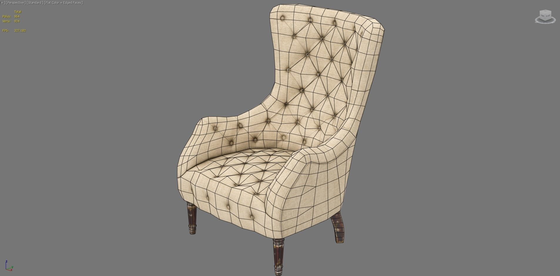 Armchair Aidan Gray Low-poly 3D model_15