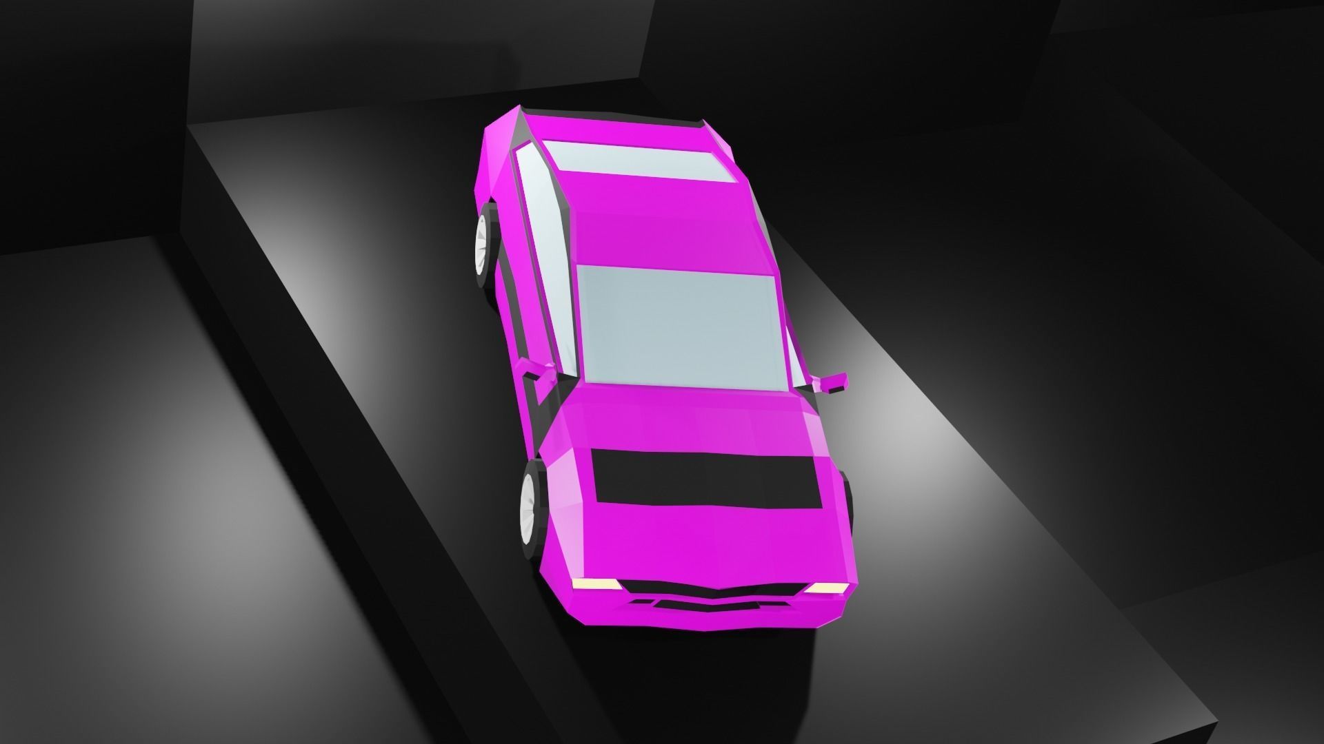 Lowpoly Sport Car - Neon Pink Low-poly 3D model_7