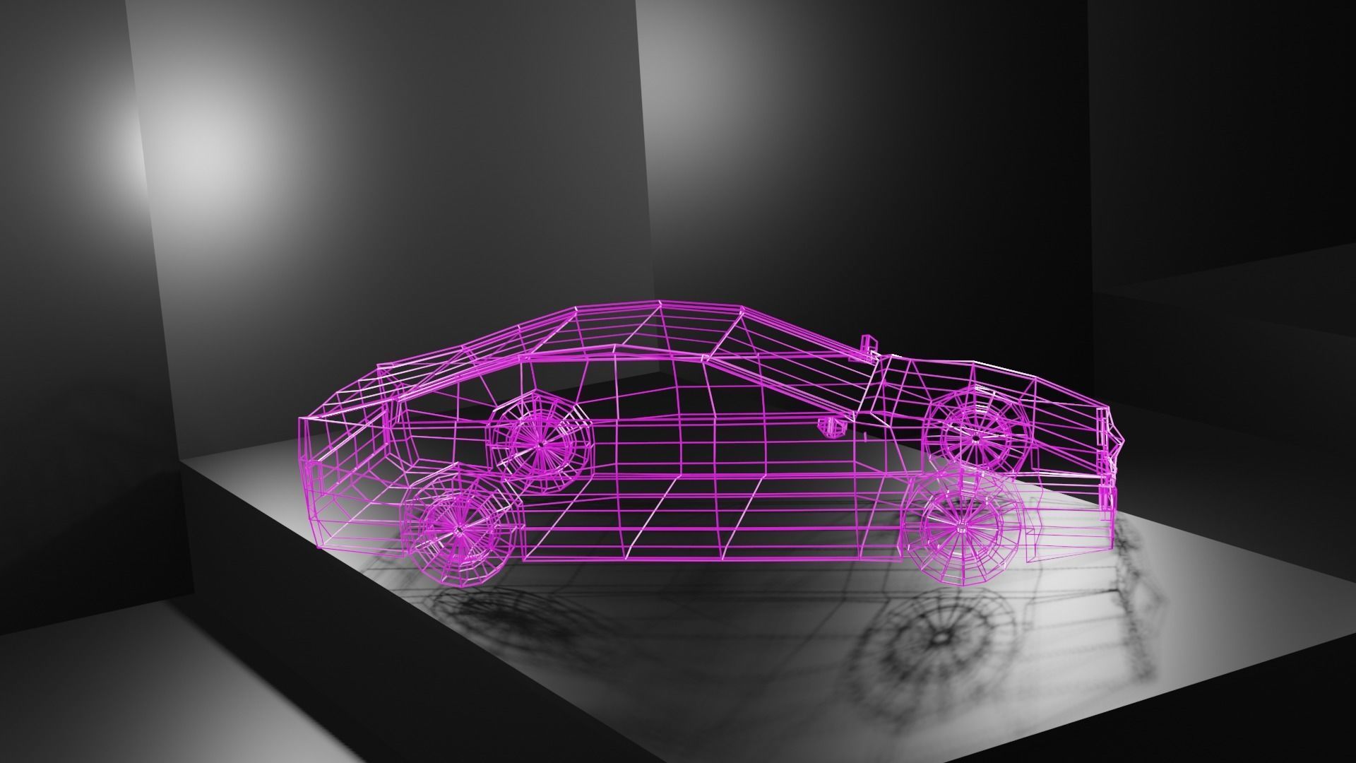 Lowpoly Sport Car - Neon Pink Low-poly 3D model_8