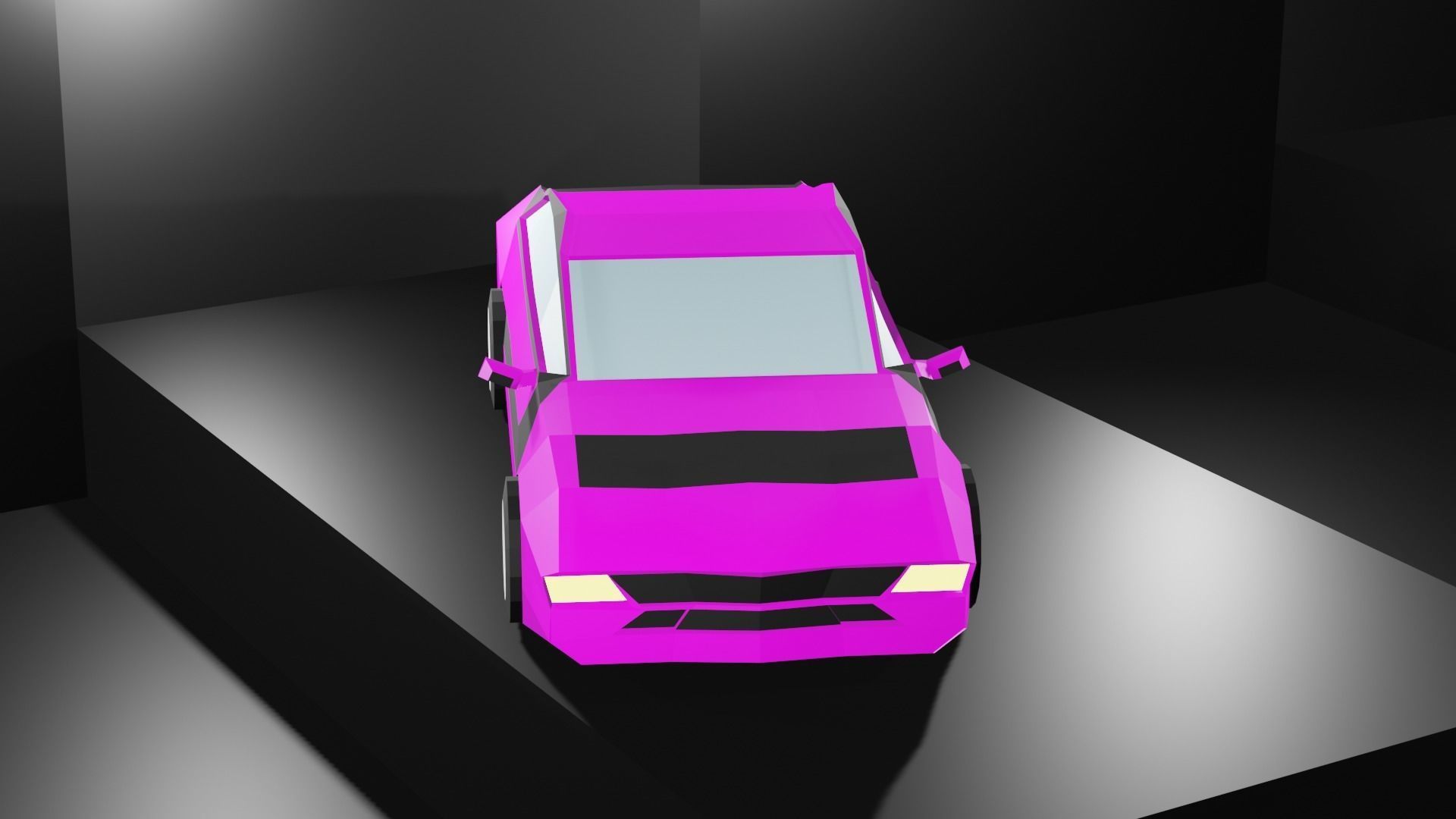 Lowpoly Sport Car - Neon Pink Low-poly 3D model_5