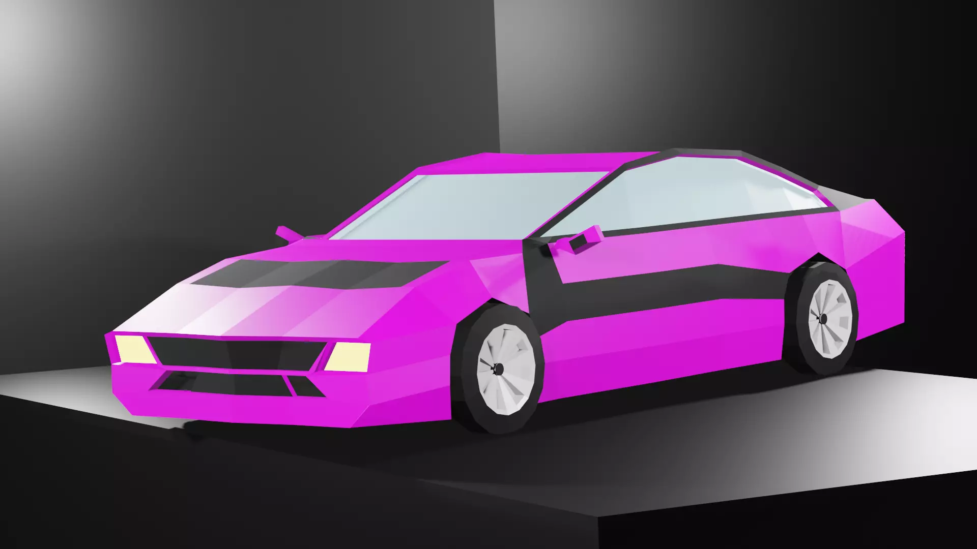 Lowpoly Sport Car - Neon Pink Low-poly 3D model_0