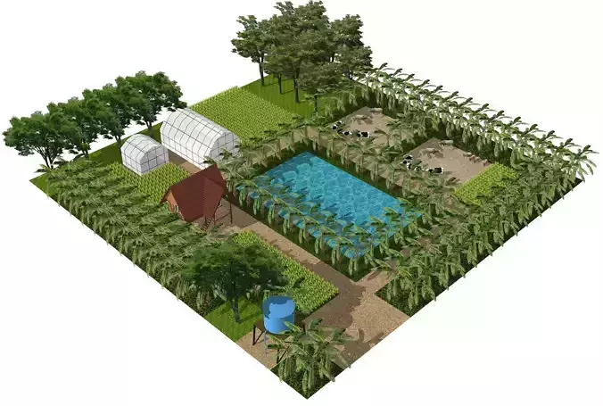 Tropical farm 3D model