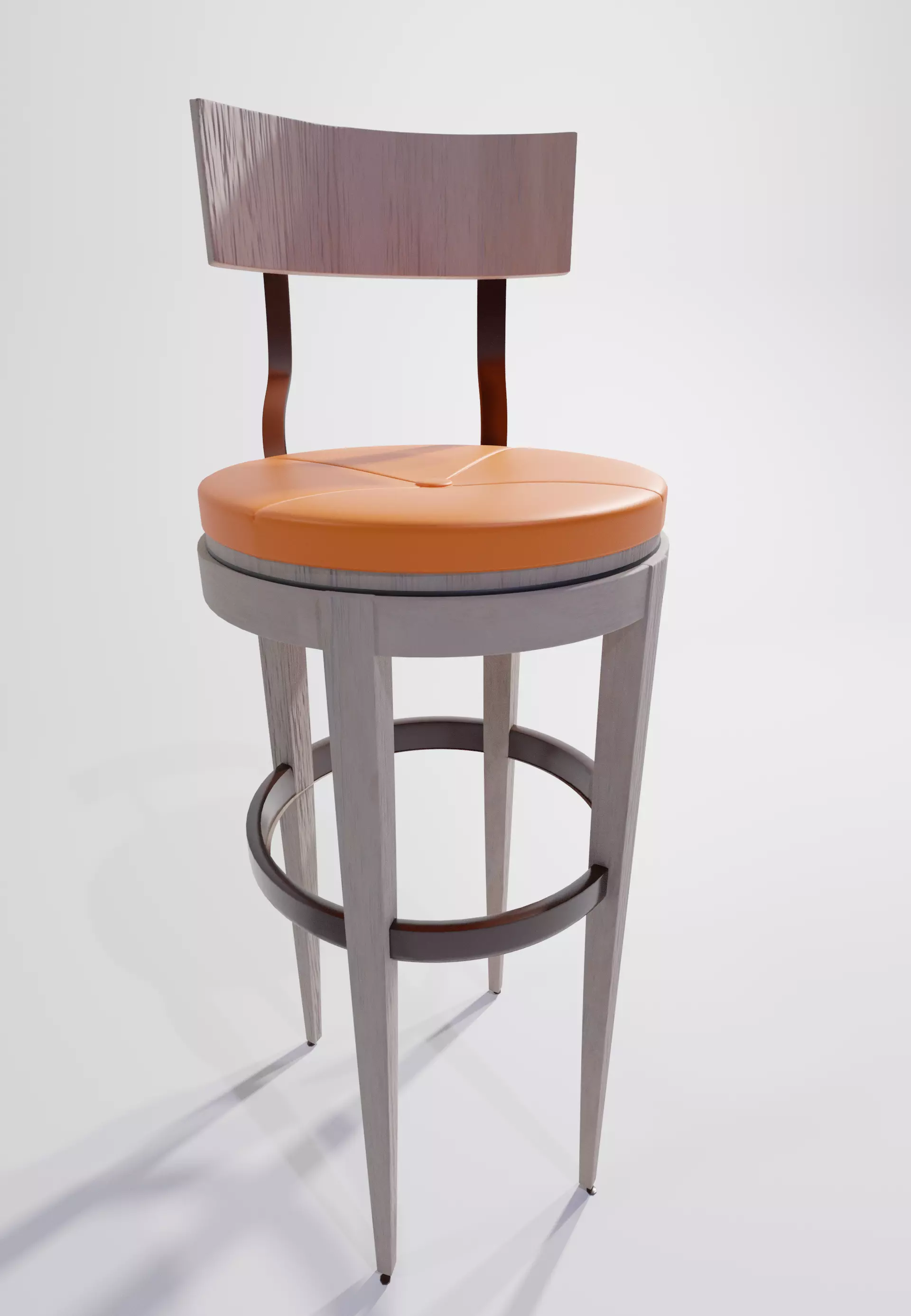 stools bar stool with orange seat 3D model_0