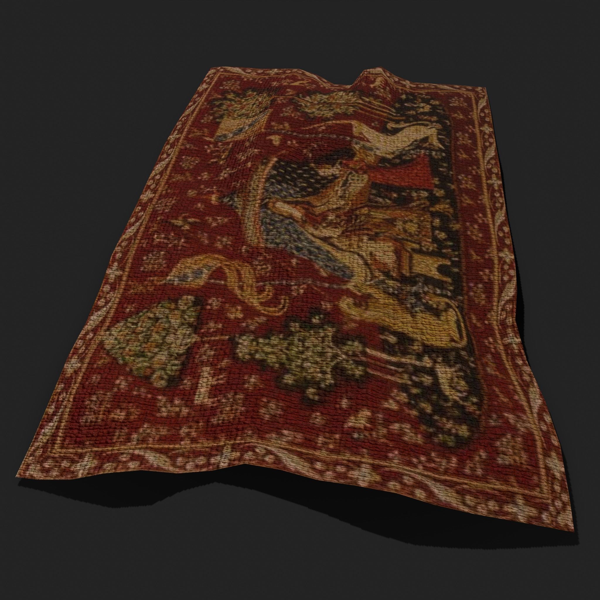  Lady and Unicorn Medieval Tapestry Low-poly 3D model_12