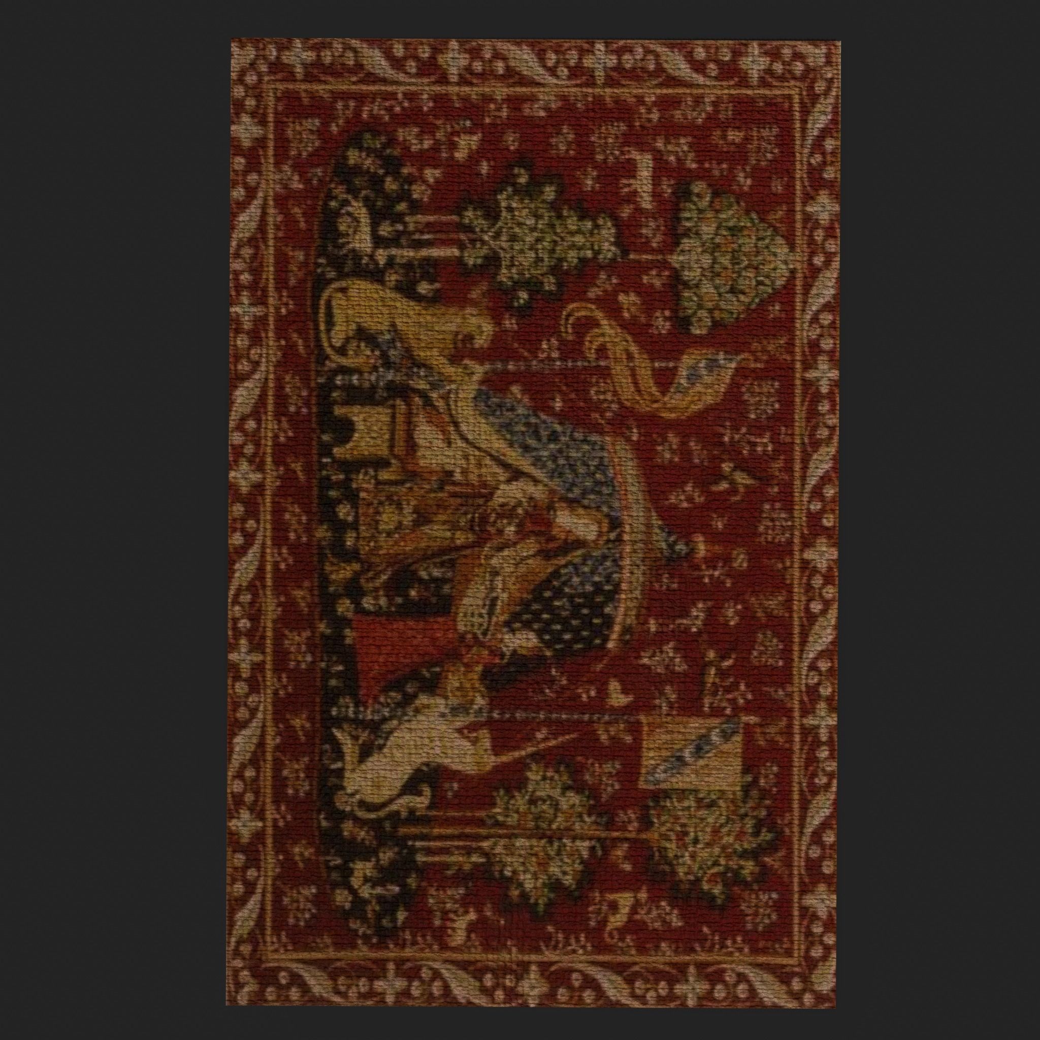  Lady and Unicorn Medieval Tapestry Low-poly 3D model_10