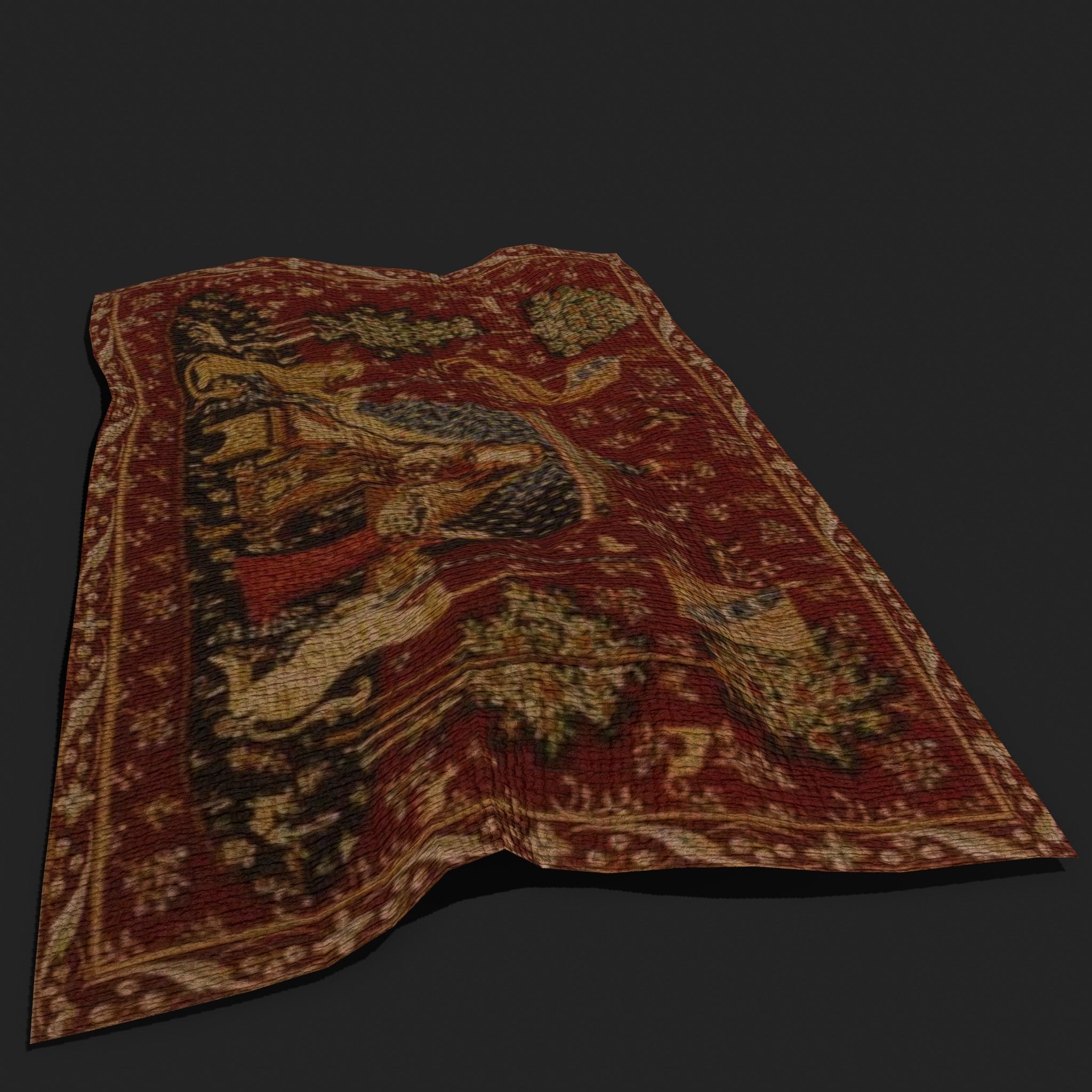  Lady and Unicorn Medieval Tapestry Low-poly 3D model_14