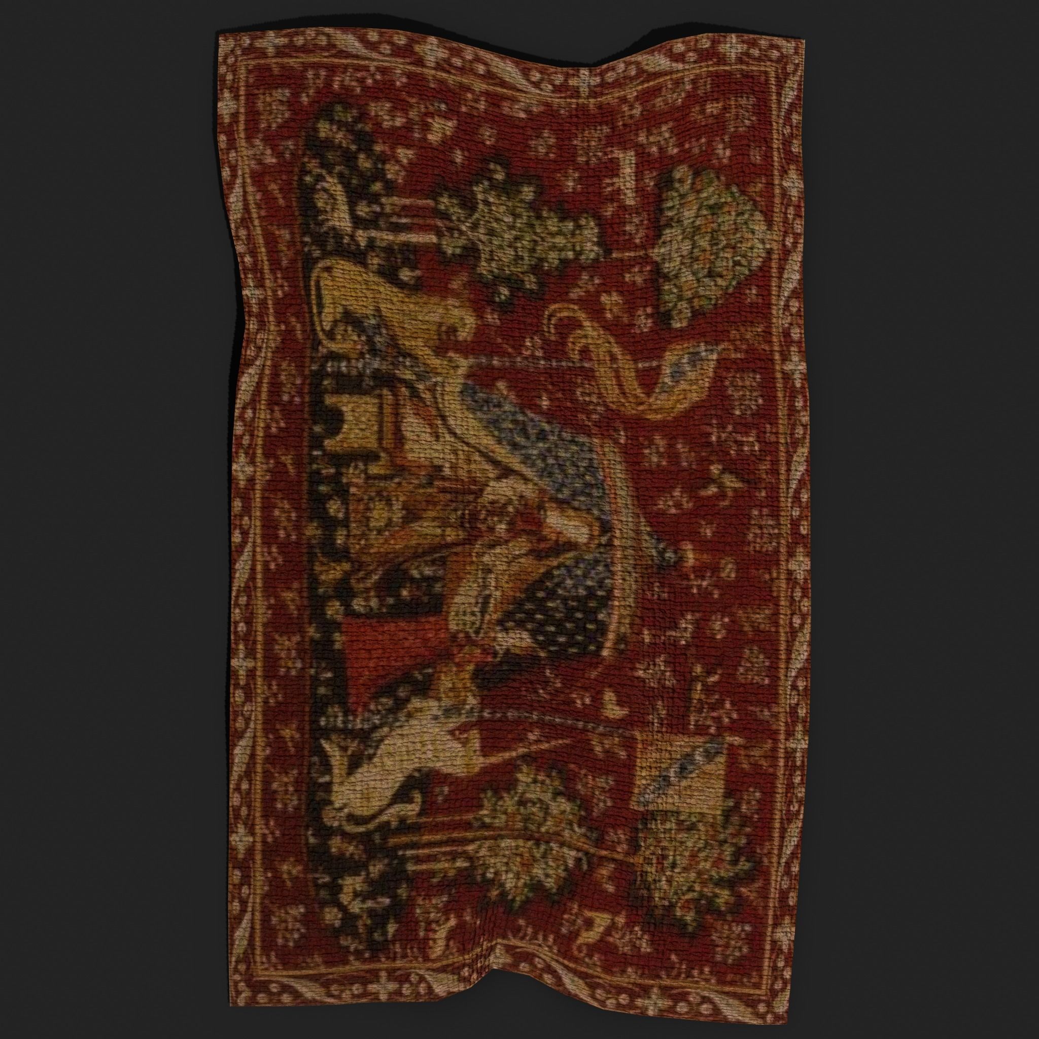  Lady and Unicorn Medieval Tapestry Low-poly 3D model_11