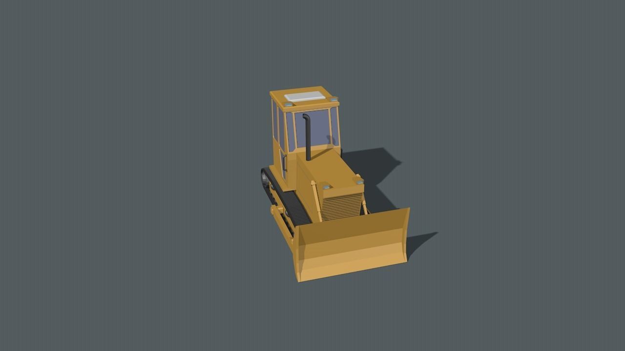 Bulldozer Low-poly 3D model_20
