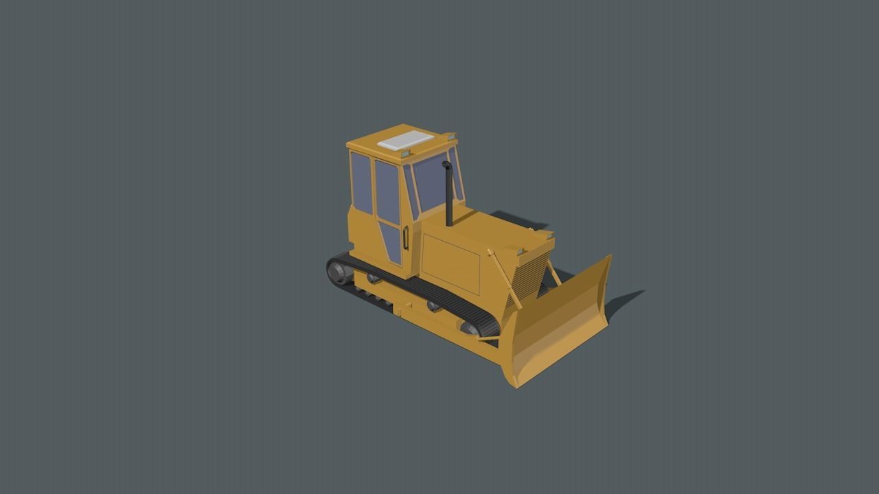 Bulldozer Low-poly 3D model_18