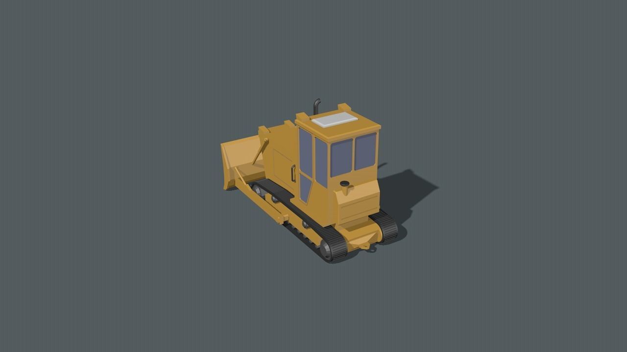 Bulldozer Low-poly 3D model_7
