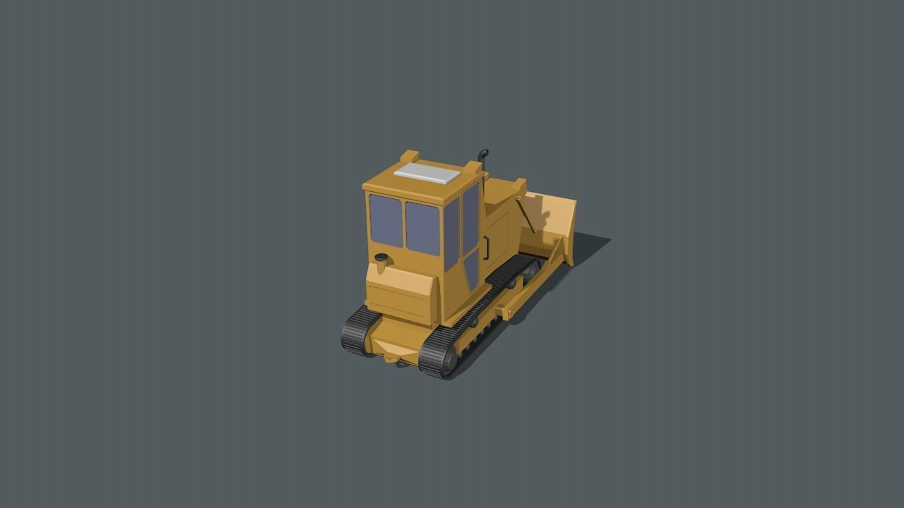 Bulldozer Low-poly 3D model_11