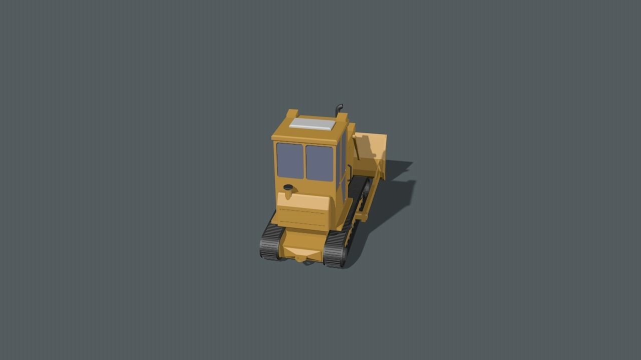 Bulldozer Low-poly 3D model_10