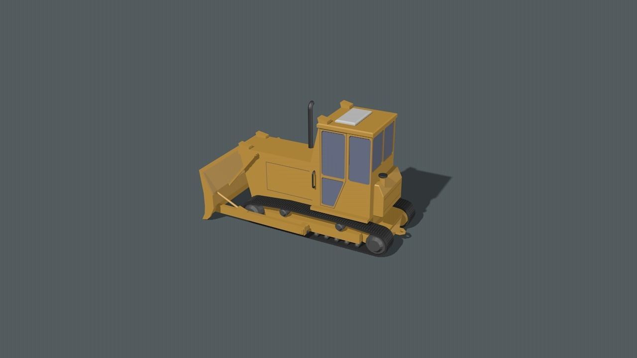 Bulldozer Low-poly 3D model_5