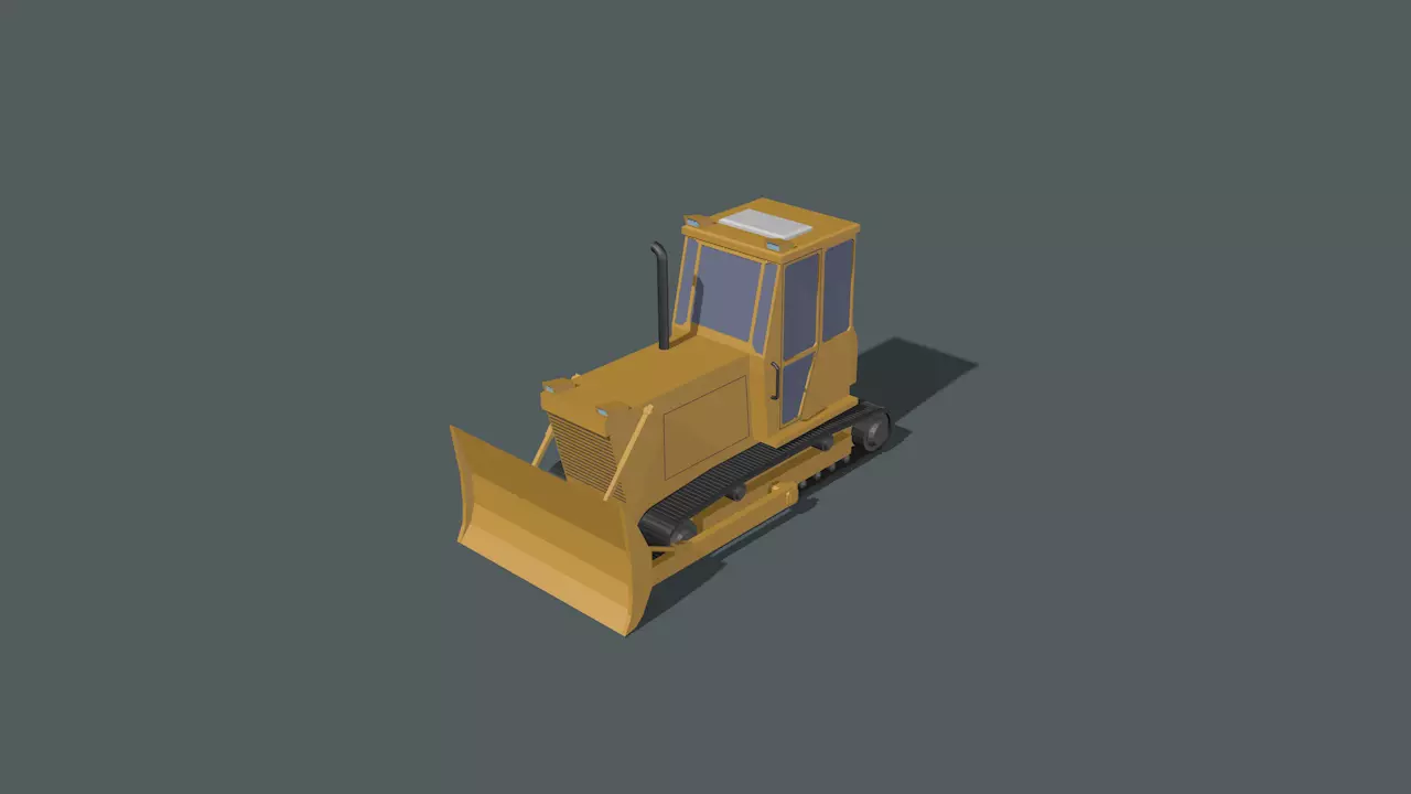 Bulldozer Low-poly 3D model_0