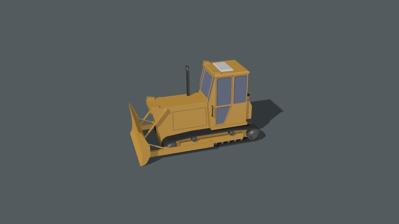 Bulldozer Low-poly 3D model_2