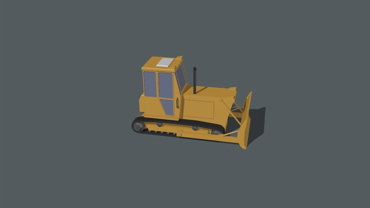 Bulldozer Low-poly 3D model_16
