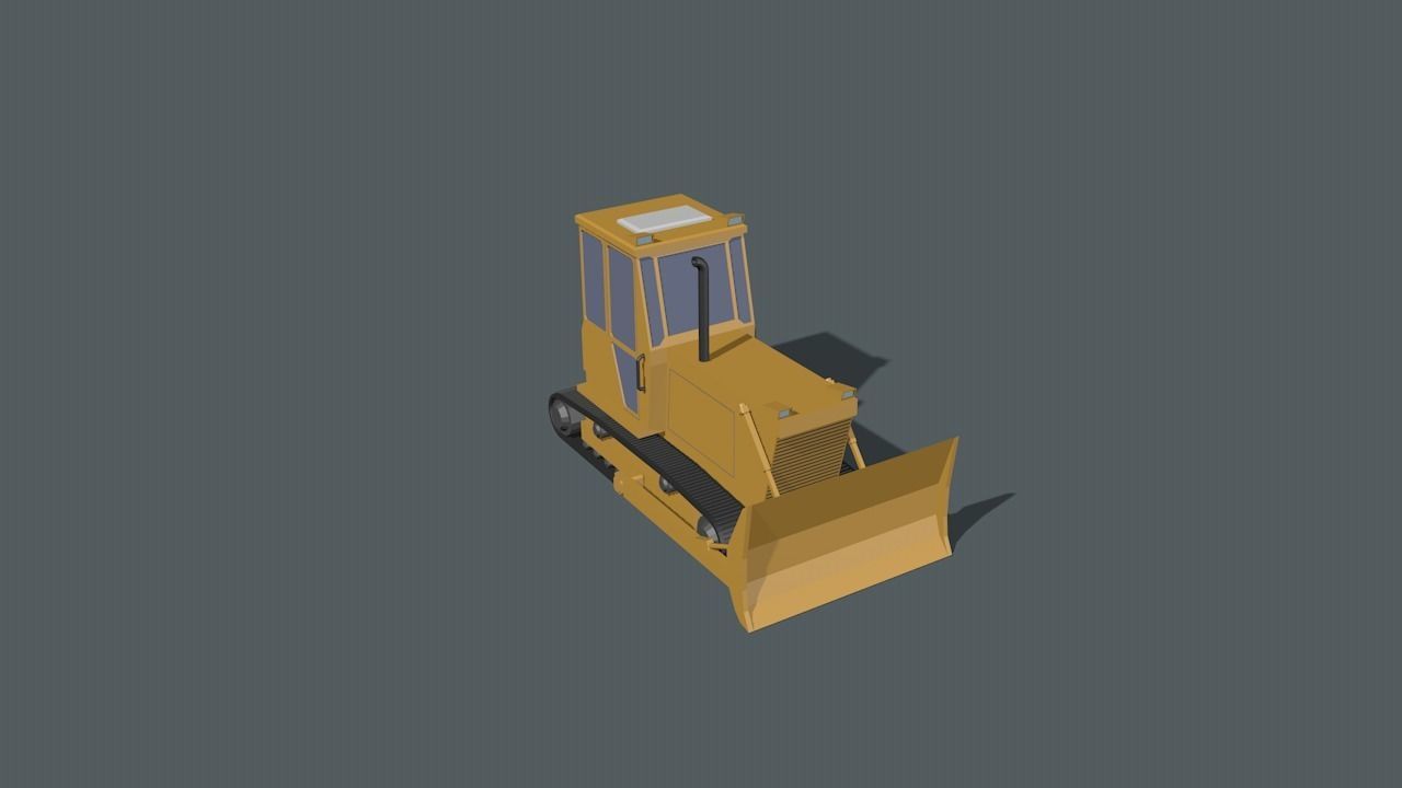 Bulldozer Low-poly 3D model_19