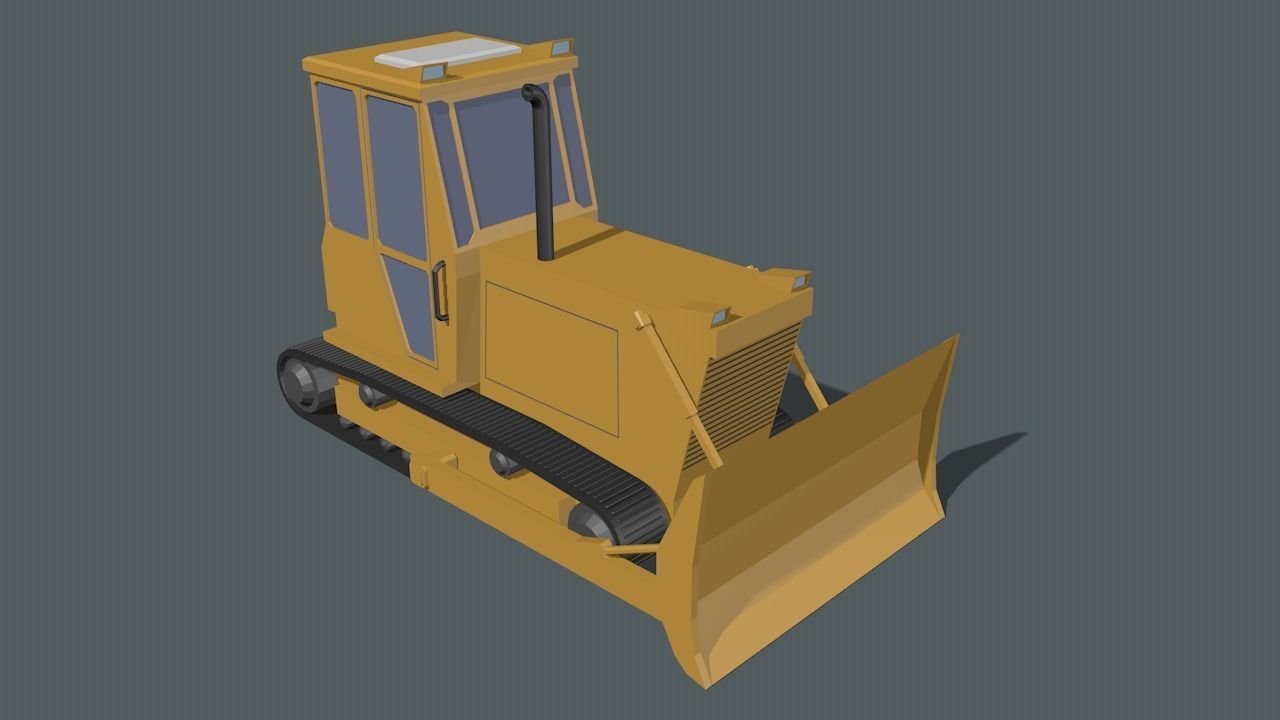 Bulldozer Low-poly 3D model_29