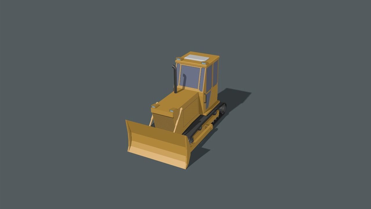 Bulldozer Low-poly 3D model_23