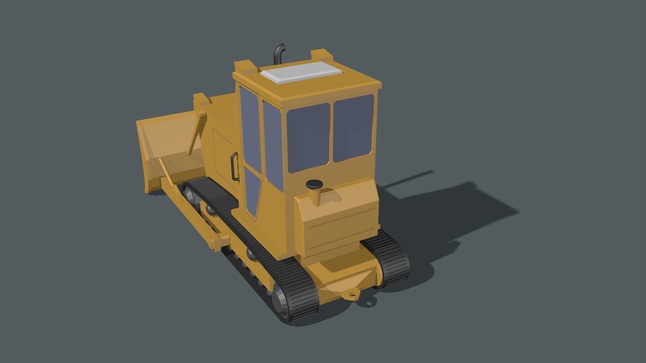 Bulldozer Low-poly 3D model_28