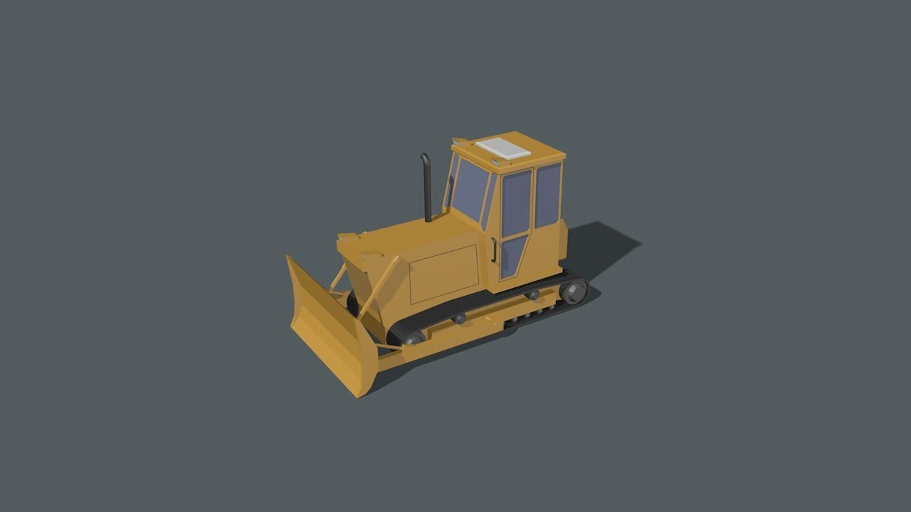 Bulldozer Low-poly 3D model_1
