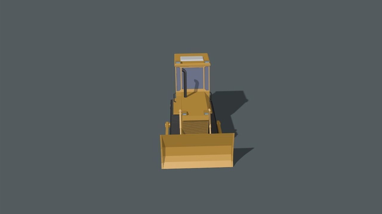 Bulldozer Low-poly 3D model_21