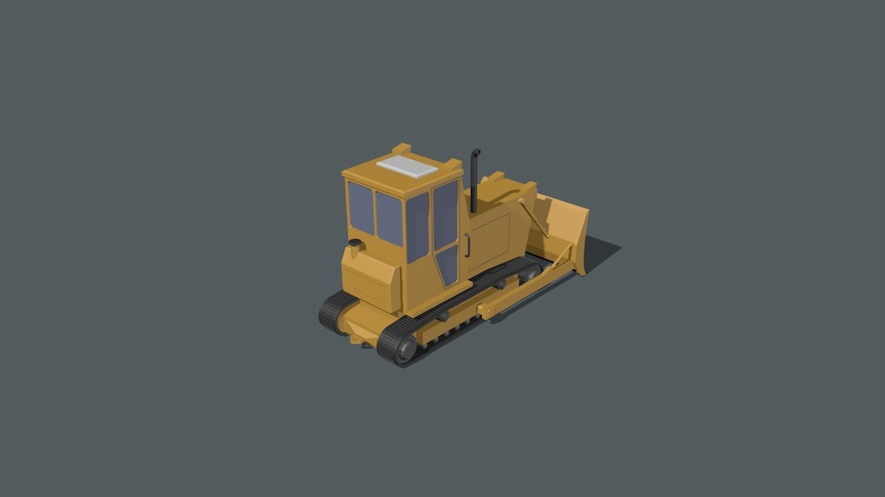 Bulldozer Low-poly 3D model_12