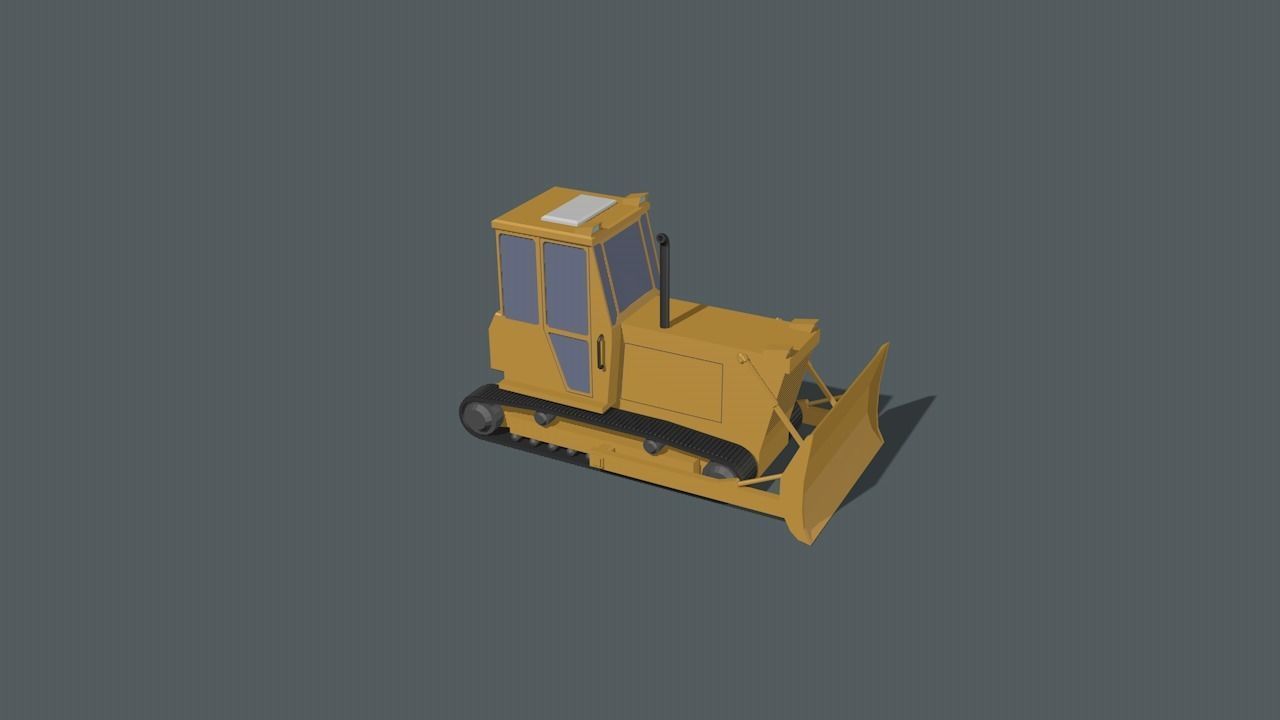 Bulldozer Low-poly 3D model_17