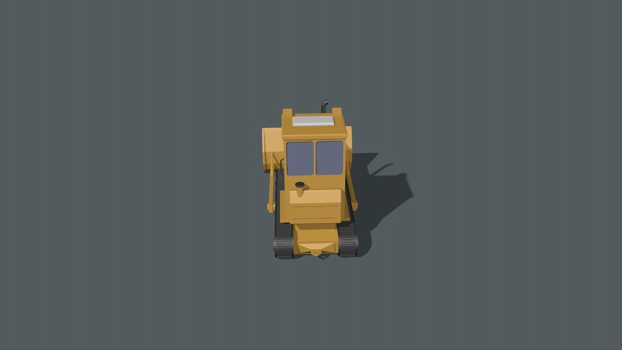 Bulldozer Low-poly 3D model_9