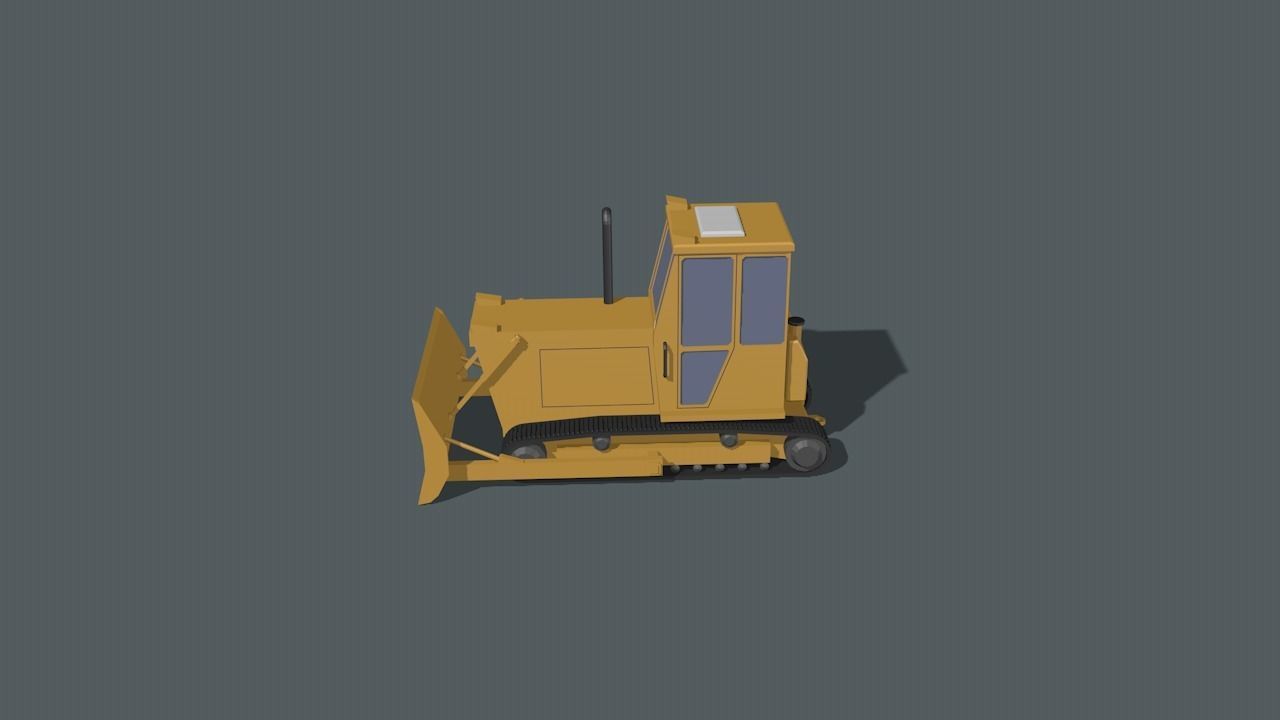 Bulldozer Low-poly 3D model_3