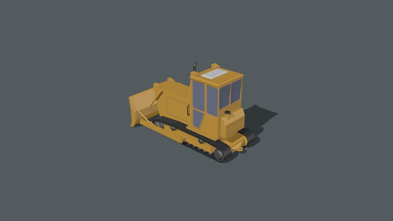 Bulldozer Low-poly 3D model_6