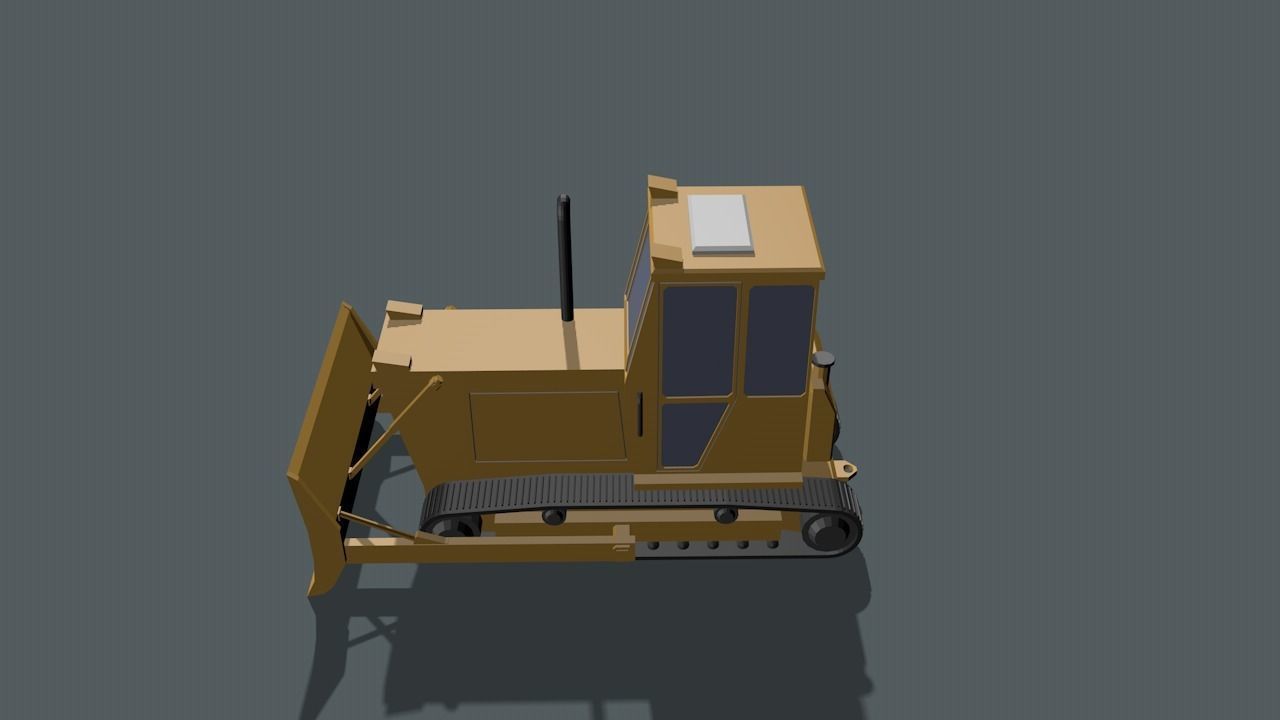 Bulldozer Low-poly 3D model_26
