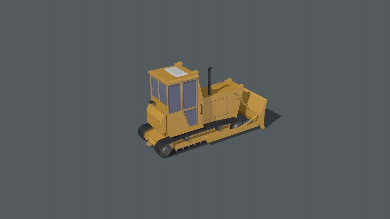 Bulldozer Low-poly 3D model_13