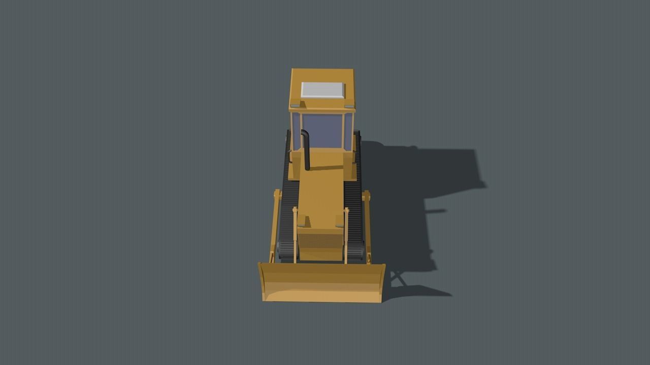 Bulldozer Low-poly 3D model_25