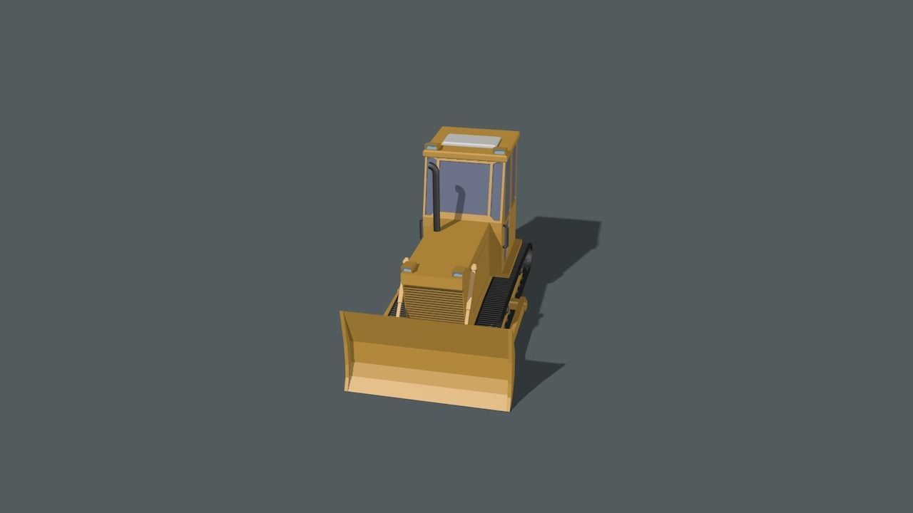 Bulldozer Low-poly 3D model_22