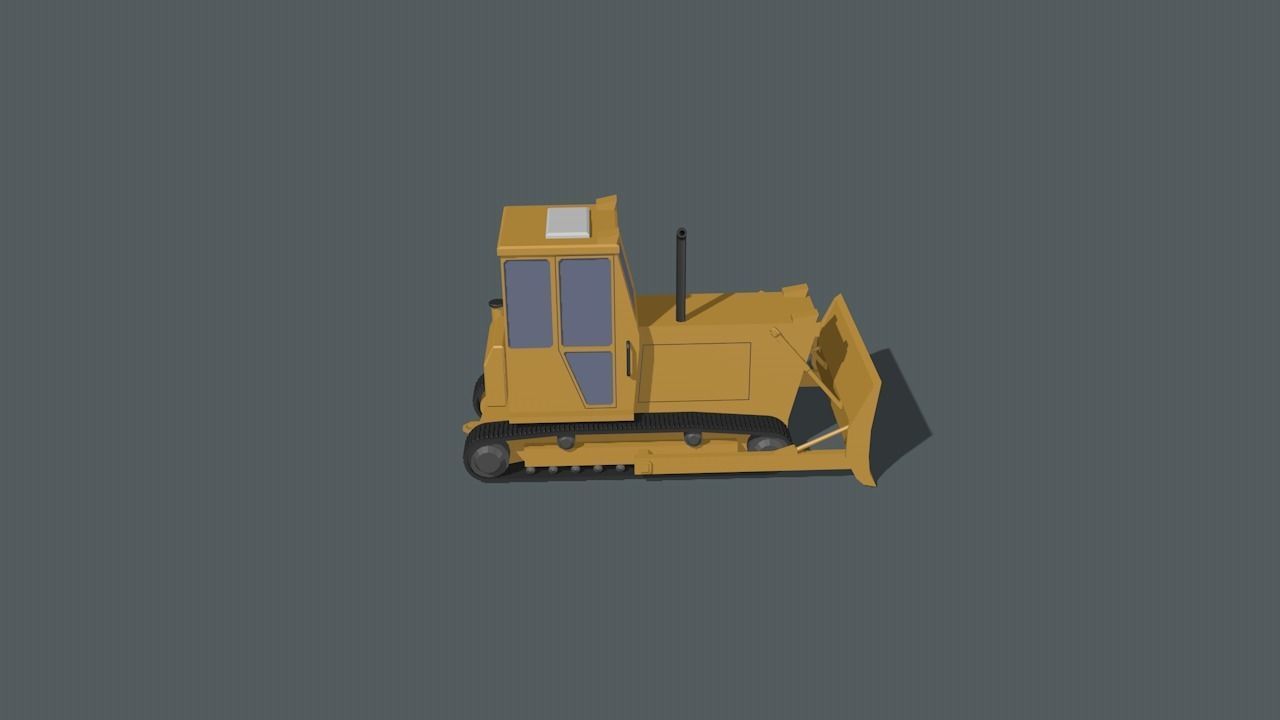 Bulldozer Low-poly 3D model_15