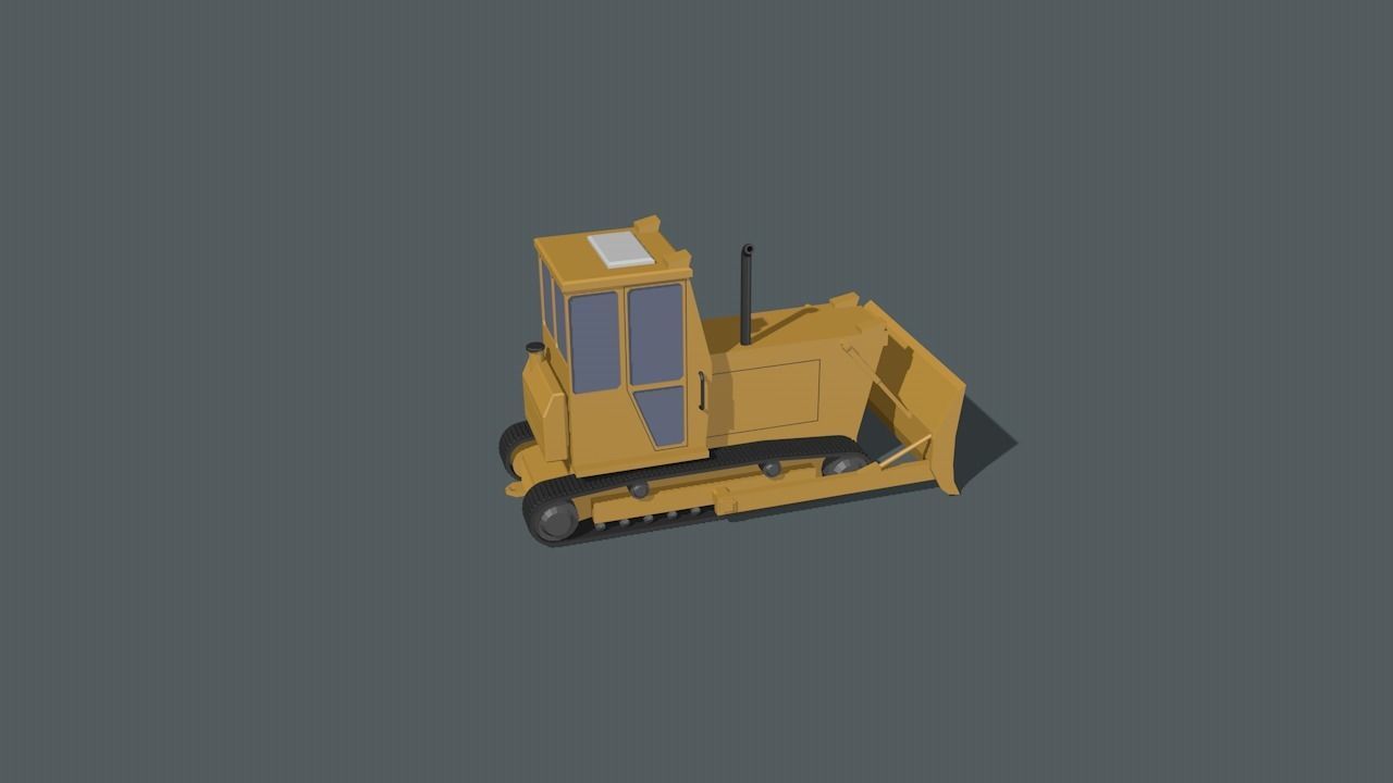 Bulldozer Low-poly 3D model_14