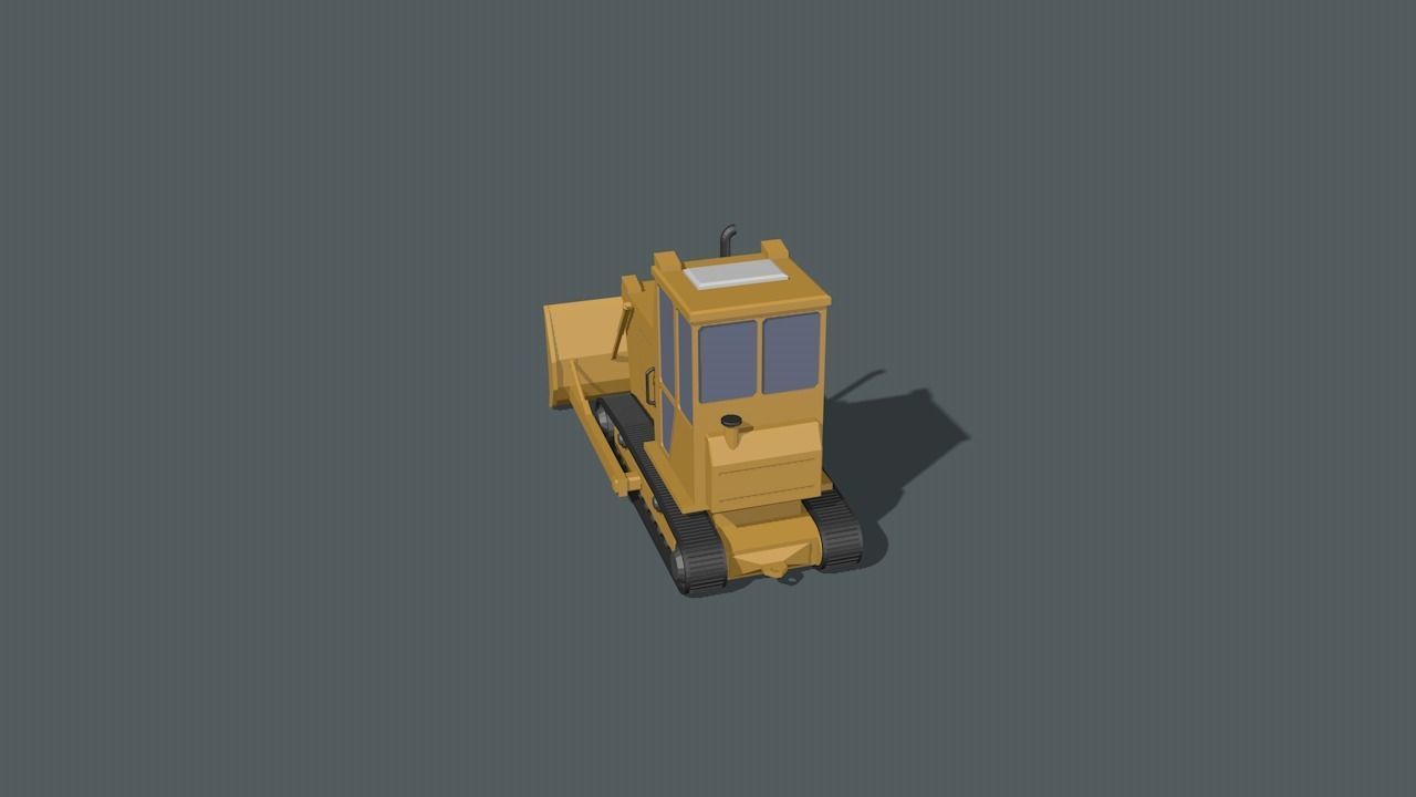Bulldozer Low-poly 3D model_8