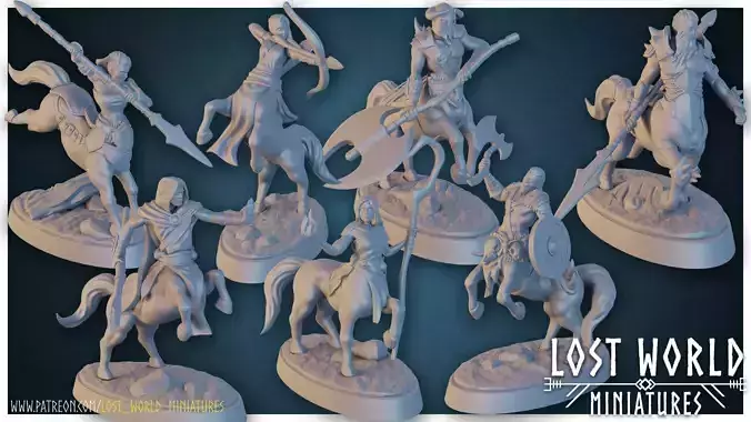 Centaur Miniatures set Supported- 3D Printable - 3D print model