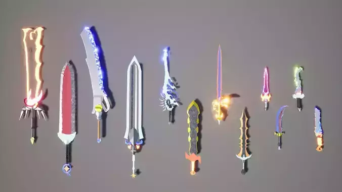 Low Poly Swords Pack Low-poly 3D model