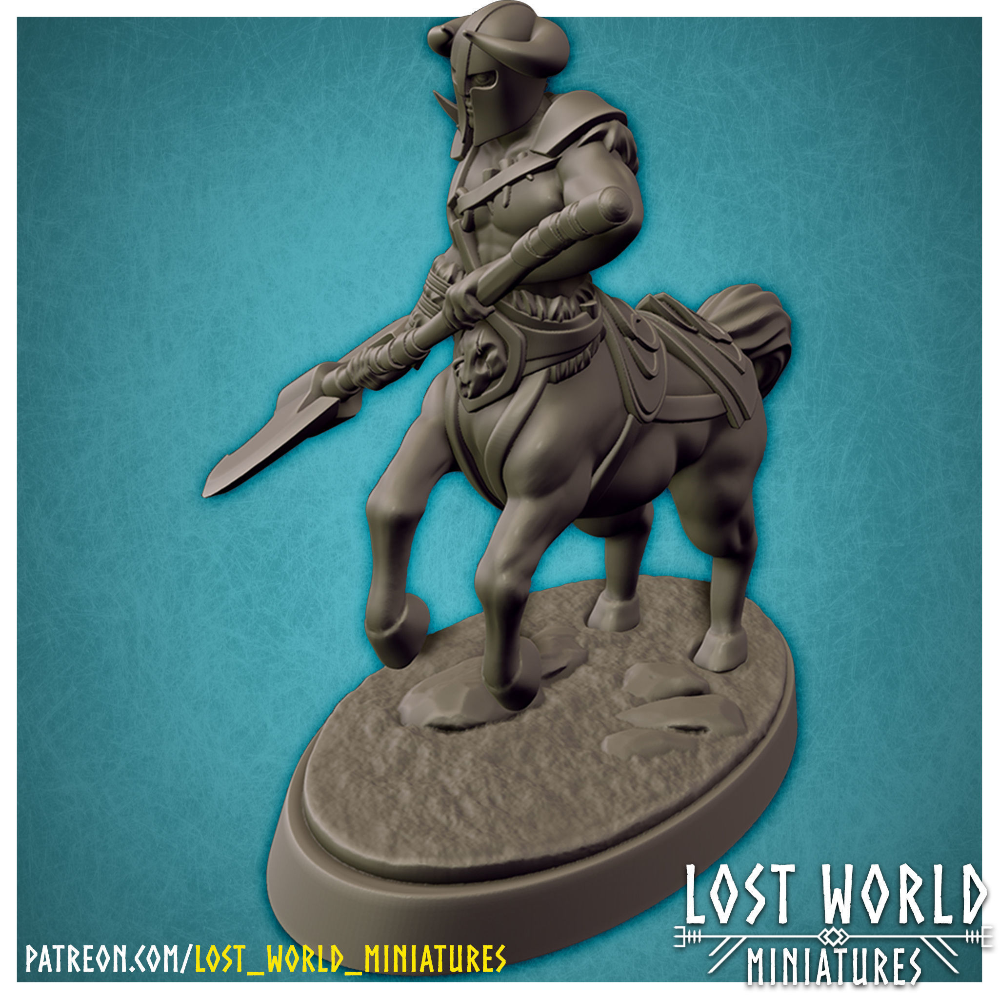 Centaur Miniature Supported- Pose A - 3D Printable - 3D print model_3