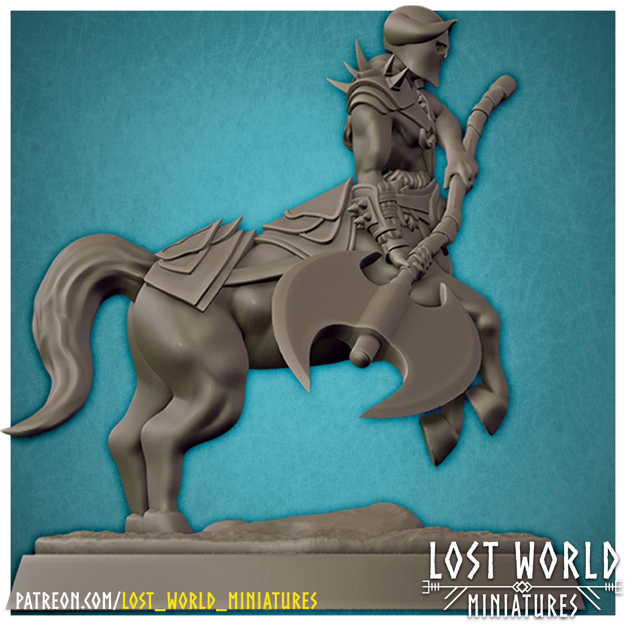Centaur Miniature Supported- Pose A - 3D Printable - 3D print model_4