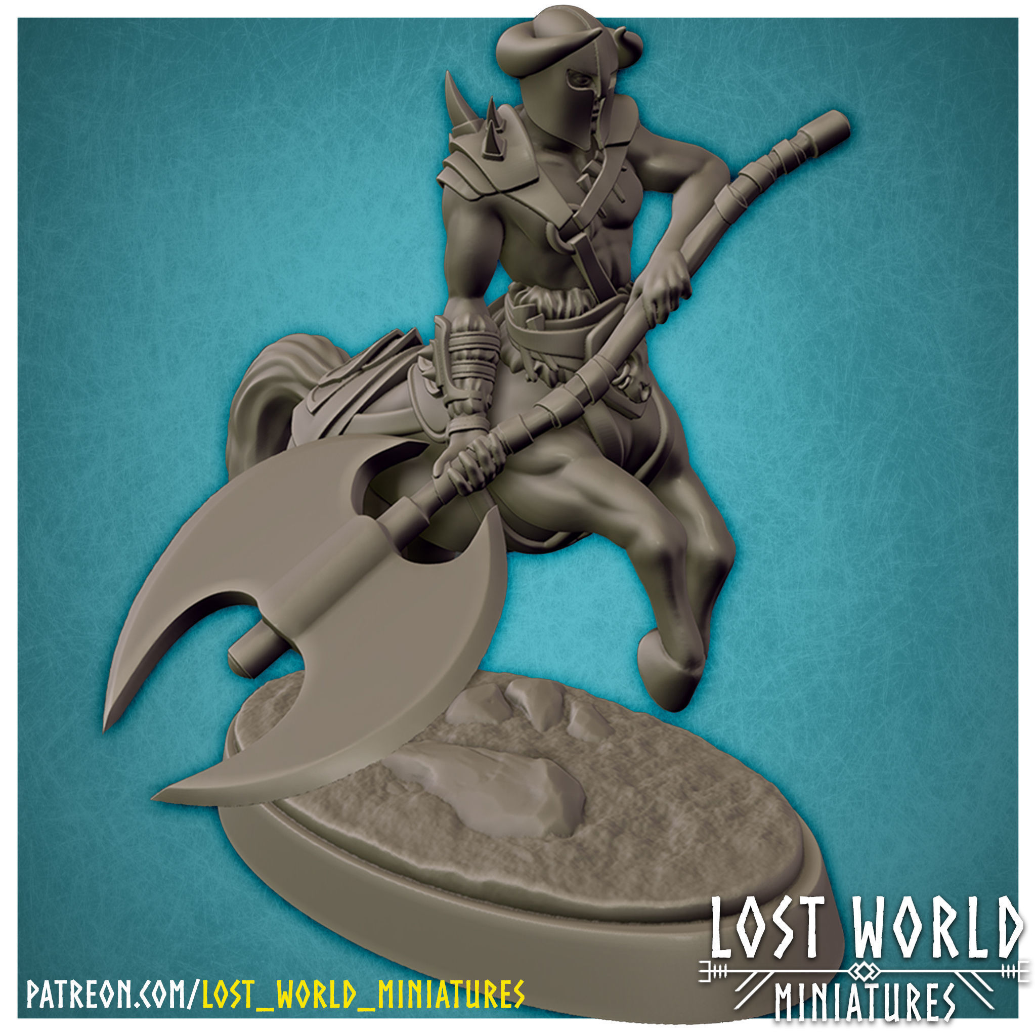 Centaur Miniature Supported- Pose A - 3D Printable - 3D print model_2