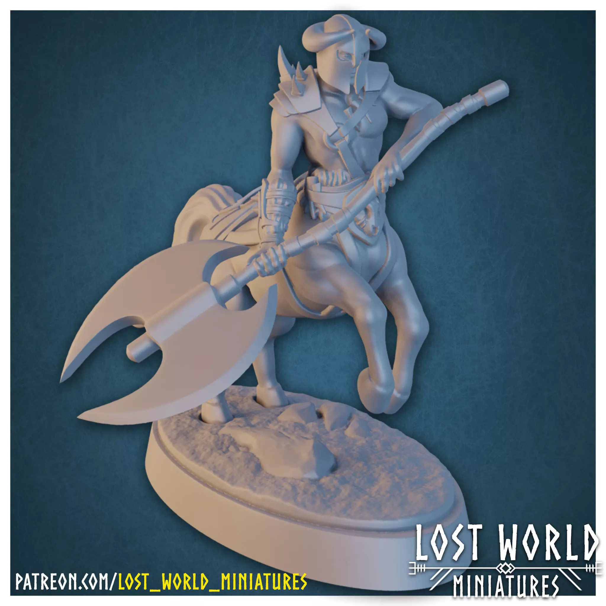 Centaur Miniature Supported- Pose A - 3D Printable - 3D print model_0