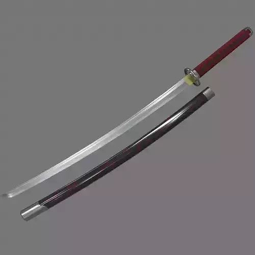 PBR Katana Japanese Sword Red