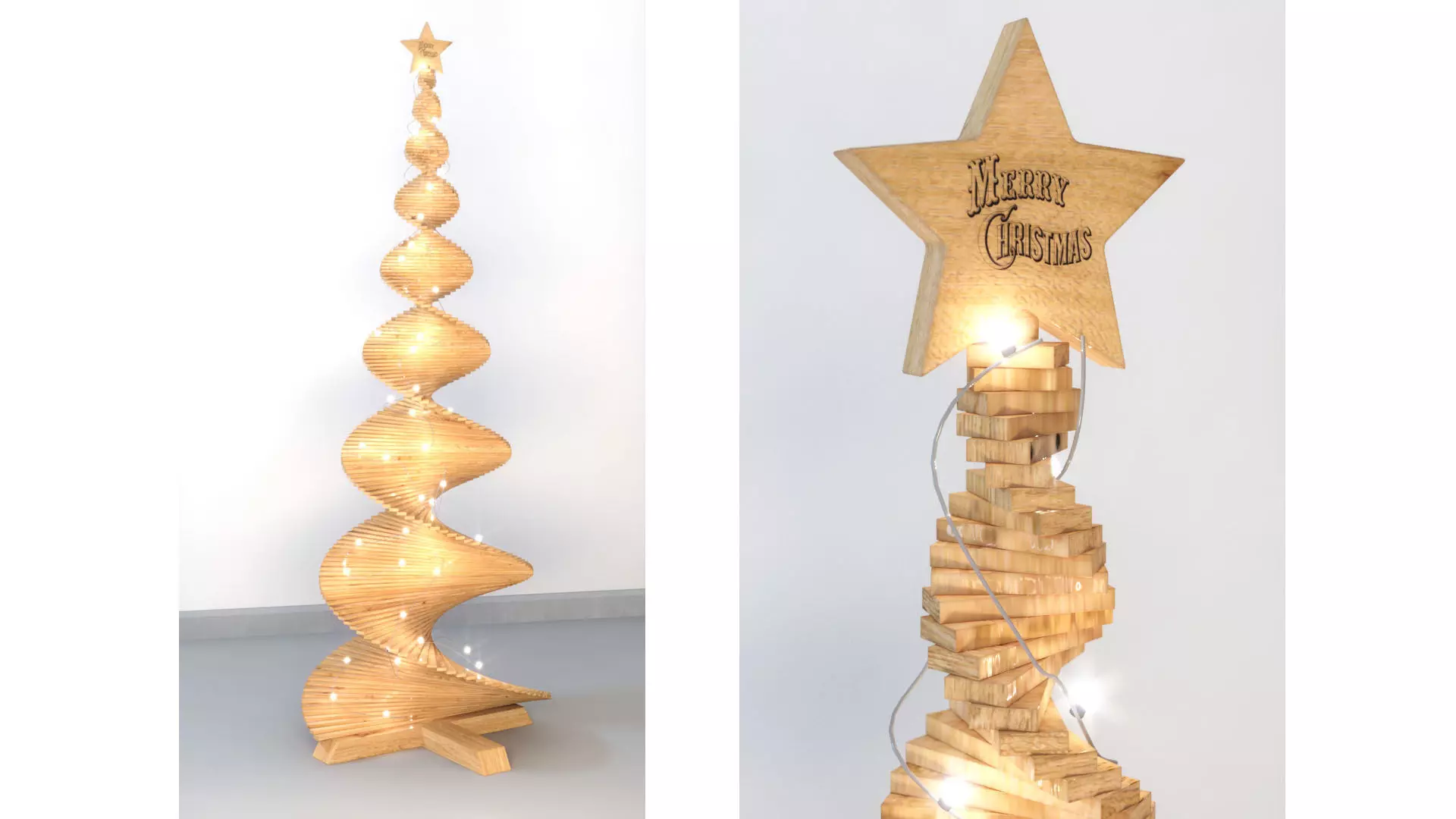 Stylized wood Christmas  tree 2021 Low-poly 3D model_0