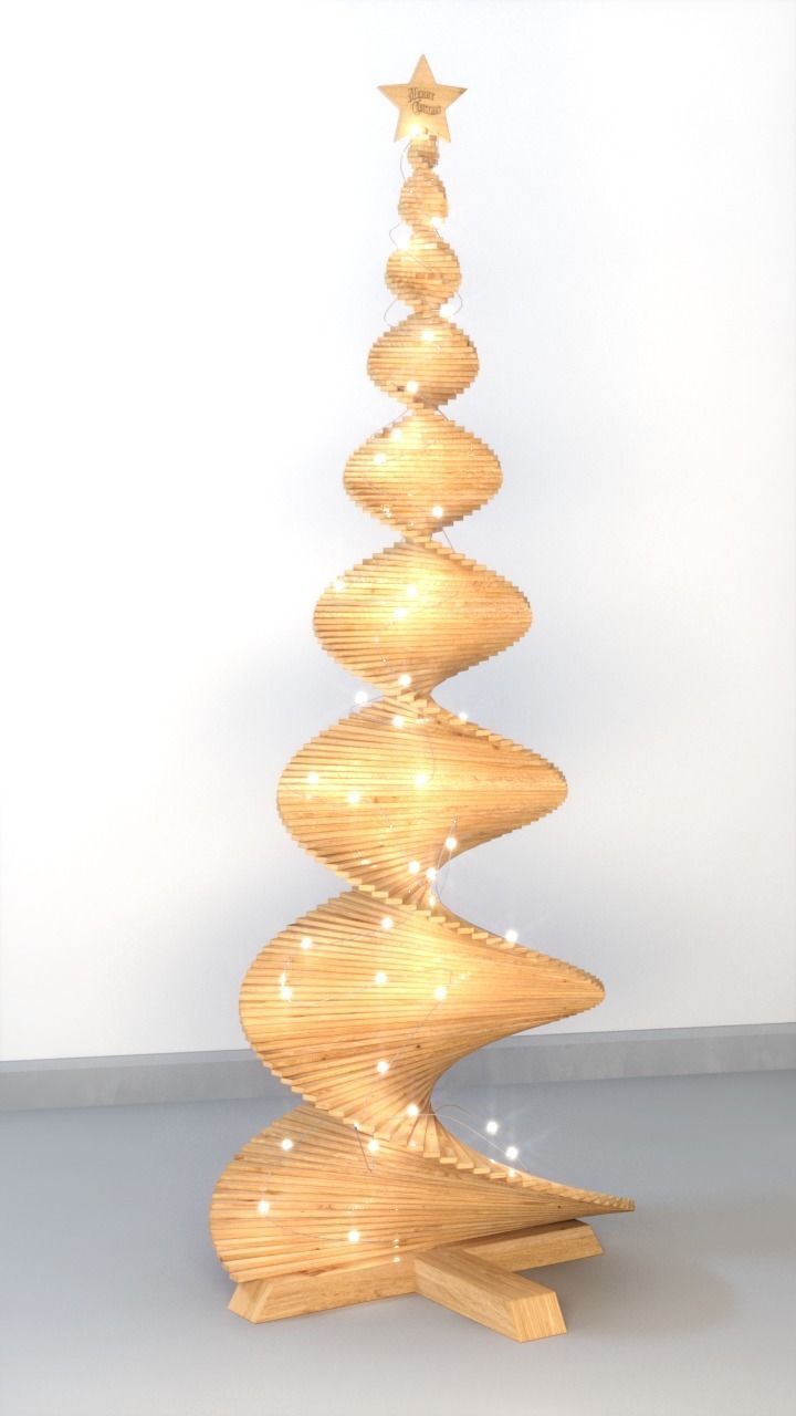 Stylized wood Christmas  tree 2021 Low-poly 3D model_2