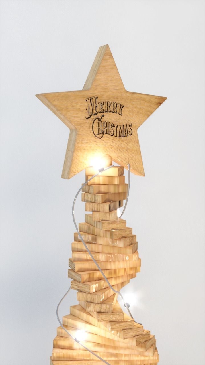 Stylized wood Christmas  tree 2021 Low-poly 3D model_1